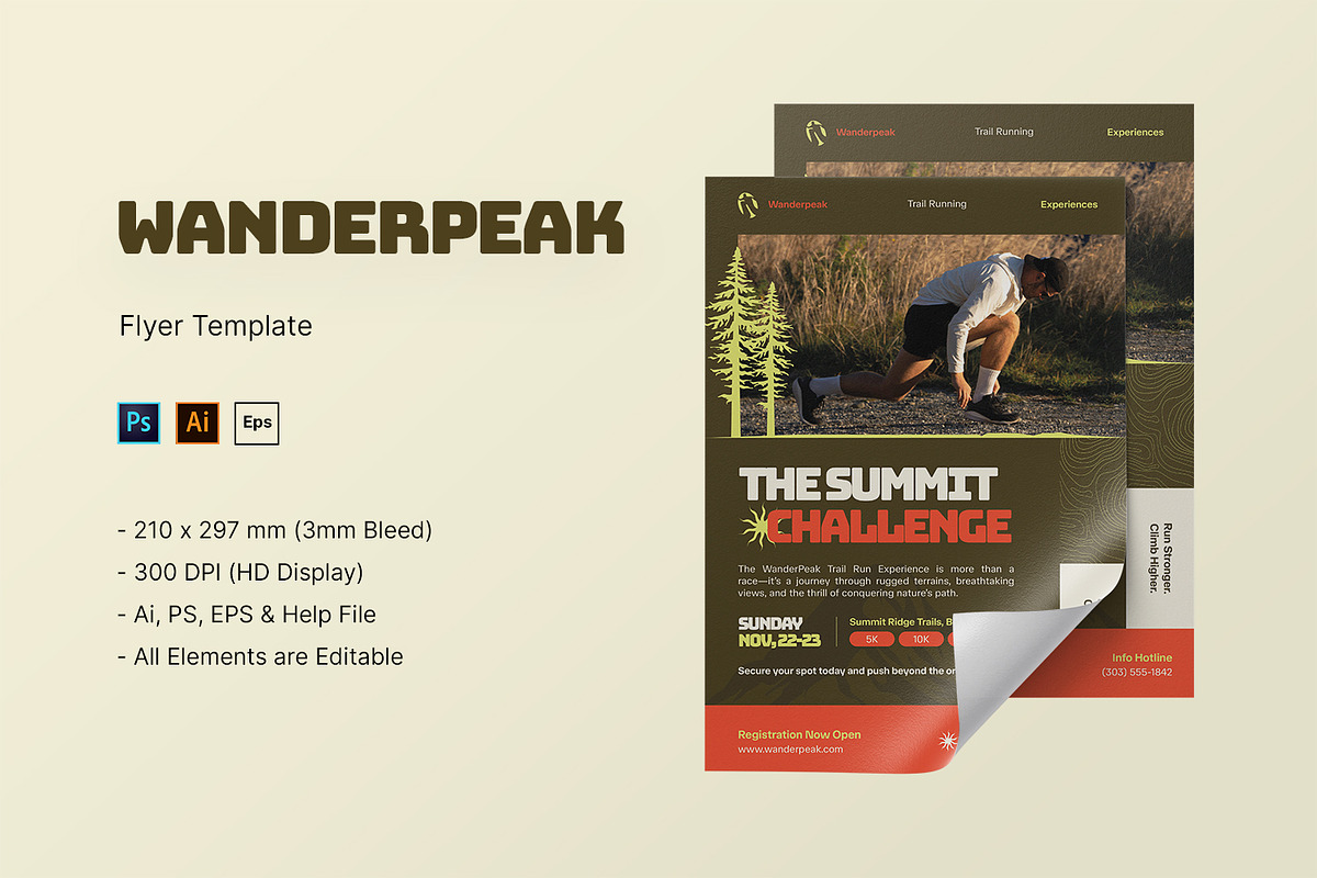 Wanderpeak - Flyer Template, a Flyer Template by StreaksideStd (Photo 2 of 3)