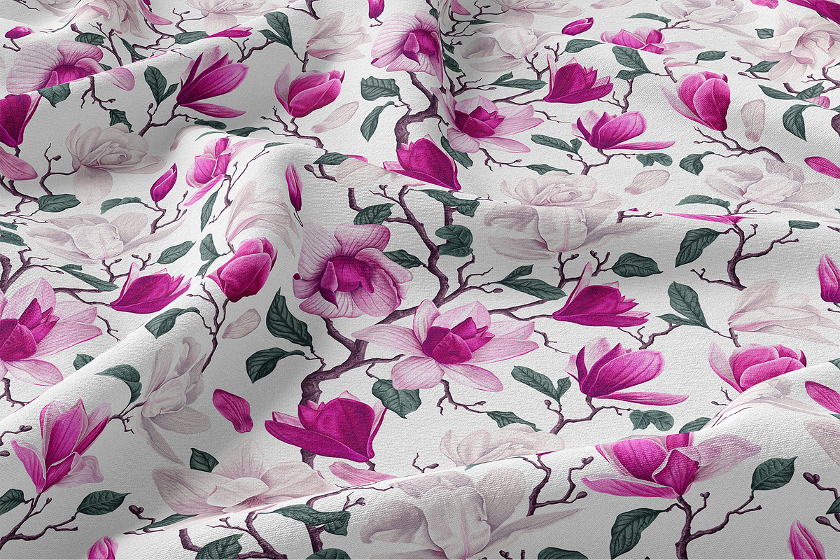 Realistic Seamless Pattern Magnolia, a Pattern Graphic by MarynaPetrovska (Photo 3 of 16)