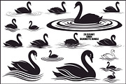 Elegant Swan Silhouette Set, an Illustration by Artivon (Thumbnail 1 of 3)