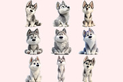 Husky Clipart PNG Bundle, a Graphic by M9 Design (Thumbnail 6 of 11)