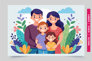 A cartoon family portrait of a smili, an Illustration by Tanuart