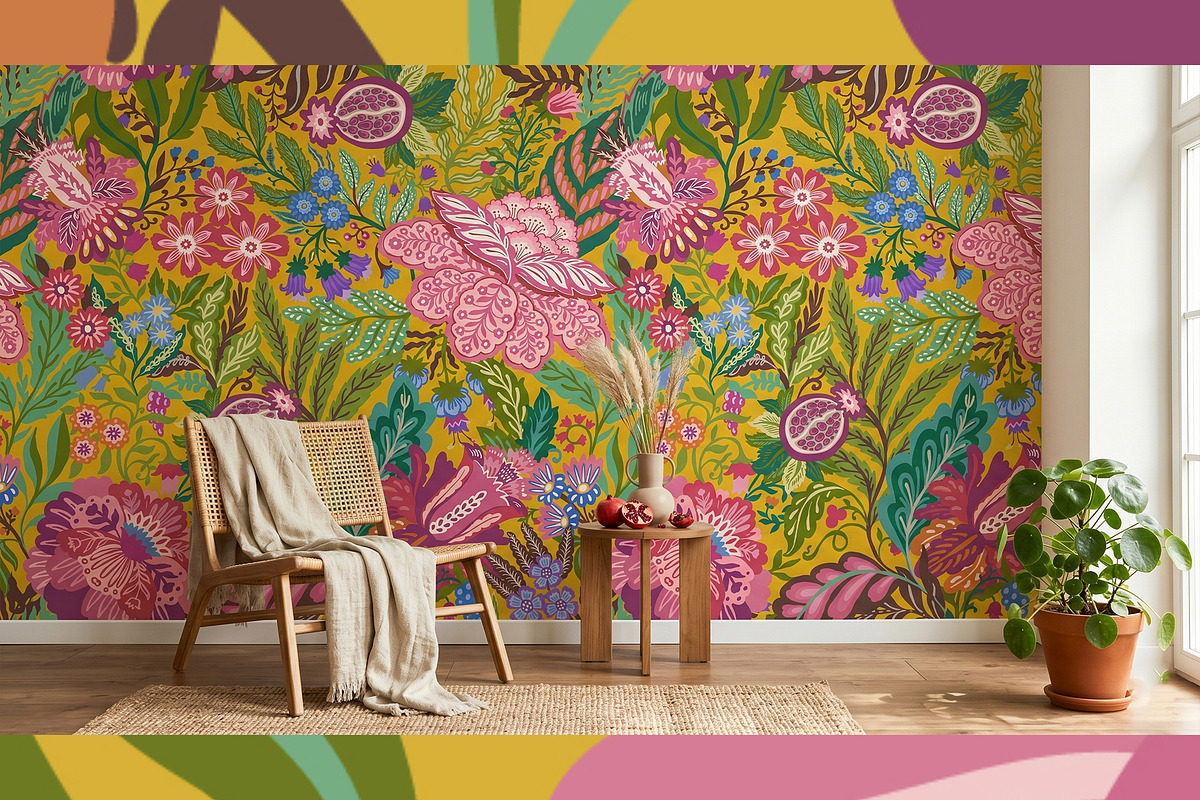 Pomegranate Floral Folk Art Pattern, a Pattern Graphic by Sonulkaster (Photo 5 of 8)