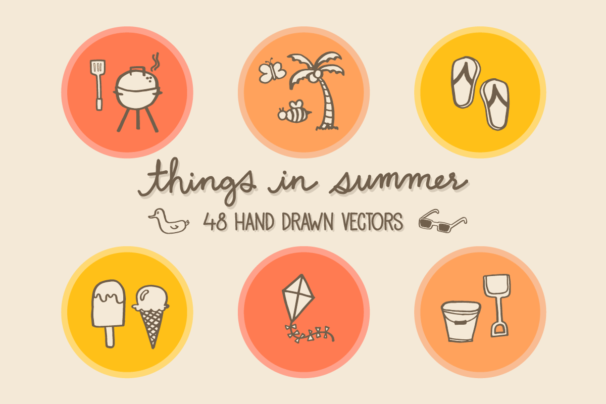 Things in Summer - 48 Vectors, a Food Illustration by Little Pixel Shop (Photo 1 of 5)