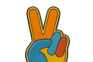 Peace sign enamel pin in colorful de, an Illustration by Dvoevnore photos