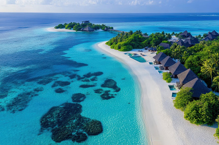Stunning aerial view of a tropical i, a Photo by Tanuart