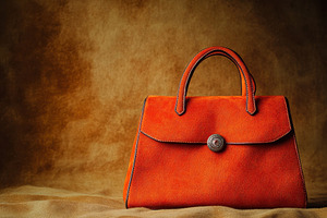 Elegant orange handbag showcased on, a Photo by Pavel_design