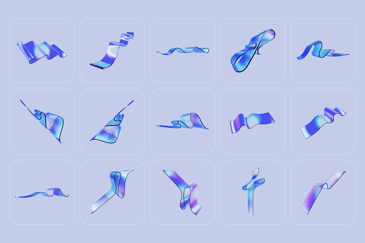 3D Glass Waves - 93 illustrations, an Object Graphic by assetpro.design (Photo 5 of 15)
