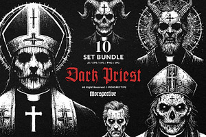 10 Bundle Dark Art Priest Devil, an Illustration by Morspective