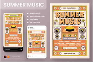 Summer Music Festival Flyer Set, a Flyer Template by Annora Studio