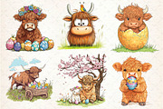 Easter Highland Cow Clipart, an Illustration by Dream Creation (Thumbnail 4 of 5)