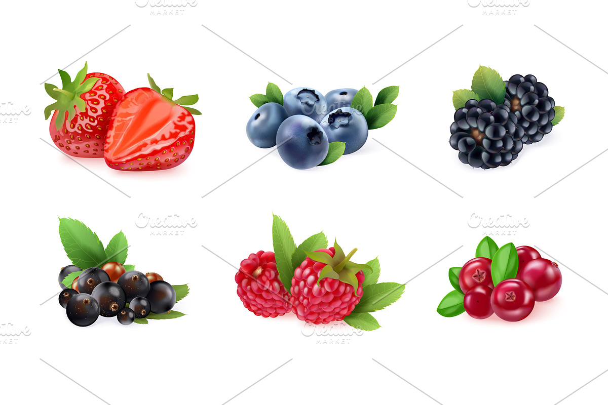 Realistic fruits and berries. Fresh, a Food Illustration by Stock-Smart-Start