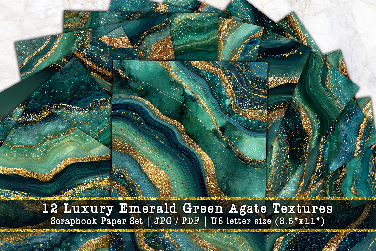 Emerald Green Agate Textures Paper, a Background Graphic by V Design Creator (Photo 1 of 12)