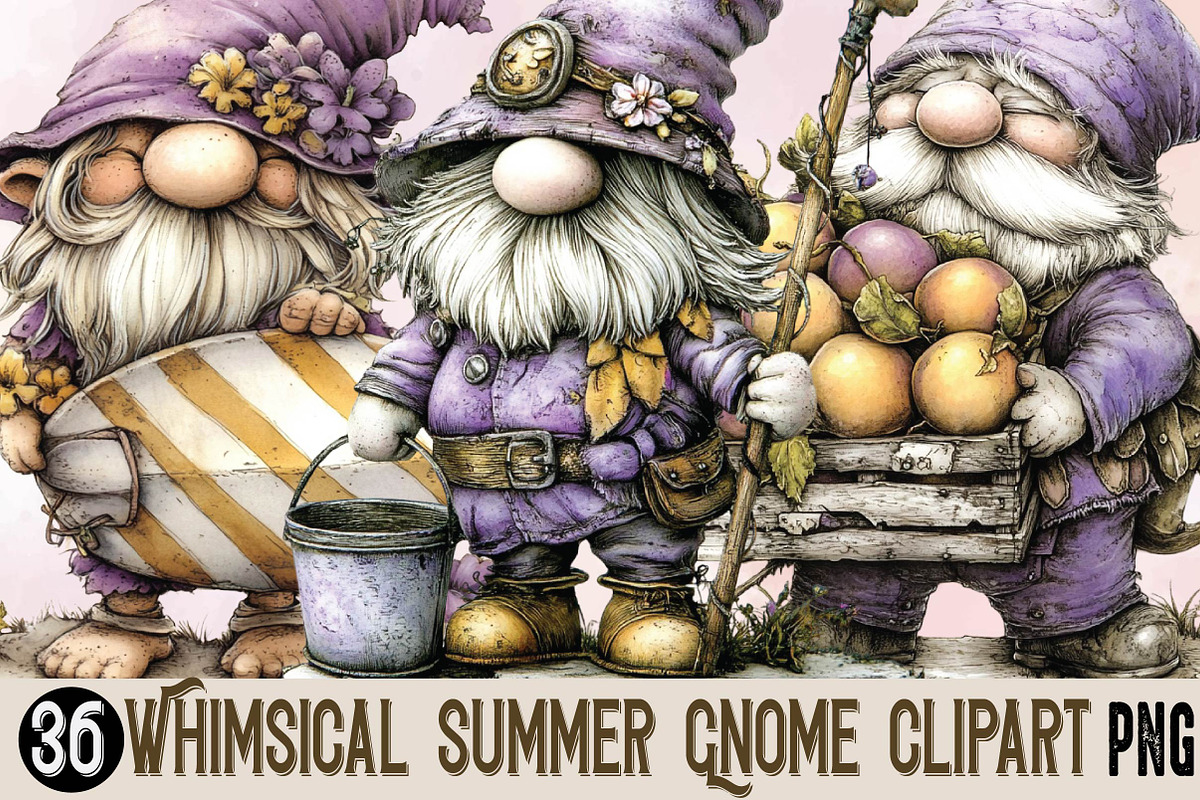 Whimsical Summer Gnome Clipart, a Person Illustration by SVGArt (Photo 1 of 3)