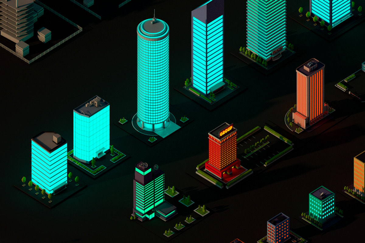 Cartoon Low Poly Night City Pack, an Architecture 3D Model by Anton Moek (Photo 6 of 12)