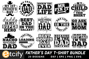 Father's Day T-shirt Design Bundle, a Texture Graphic by Etcify