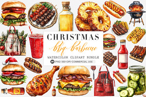 Watercolor Bbq Barbecue Clipart, an Illustration by SinaCreation