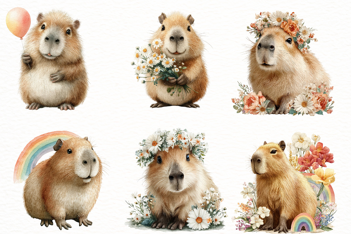 Spring capybara clipart, an Illustration by Designworld