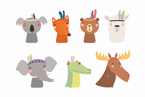 Cute little animals tribal set, an Animal Illustration by sceptical cactus
