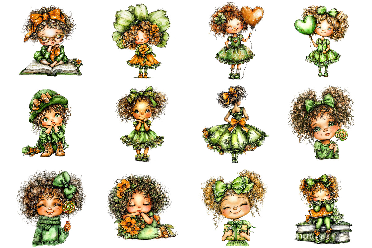 Whimsical Funny Girl Clipart, a Seasonal Illustration by CitraGraphics (Photo 2 of 6)