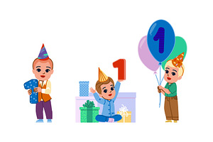 cake kid boy first birthday vector, a Person Illustration by pikepicture