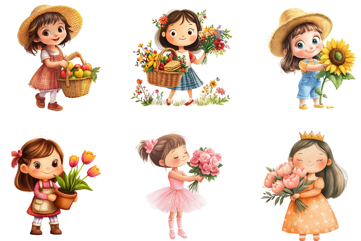 Cute Girl Children's Book PNG Bundle, a Person Illustration by Designking (Photo 3 of 5)