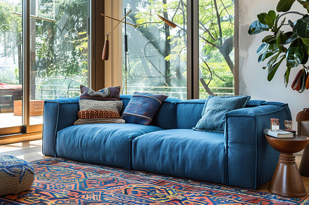Modern scandinavian interior of living room with couch, a Beauty & Fashion Photo by AlyaAnd