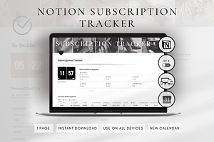 Notion Subscription Tracker Template, a Templates & Theme by BRANDcontent