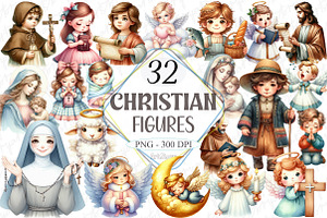 Cute Christian Figures Clipart, a Graphic by designcity5