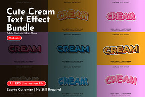 Cute Cream Text Effects Bundle, a Layer Style Add-On by WM48 Shop