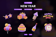 New Year 2026 Celebration 3D Icon Pa, an Object Graphic by Artnivora.Std (Thumbnail 1 of 4)
