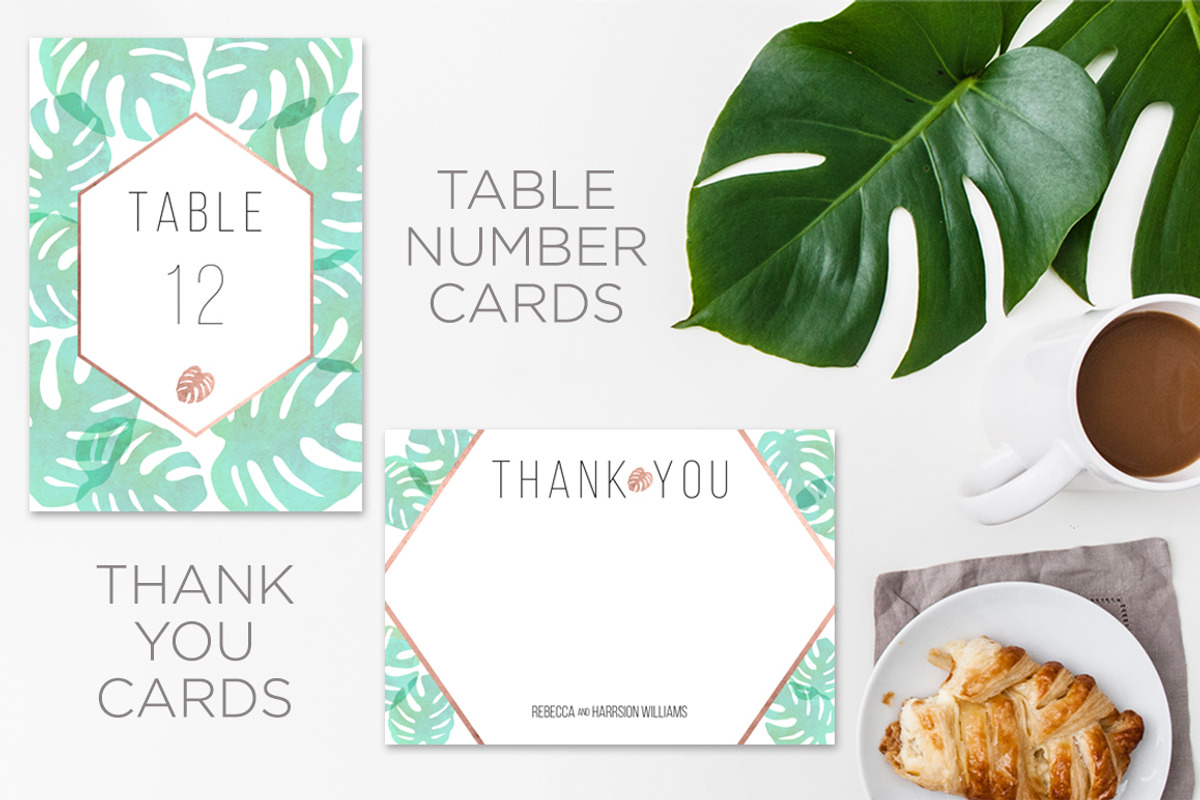 Monstera Leaf & Rose Gold, an Invitation Template by Charming Ink (Photo 2 of 3)