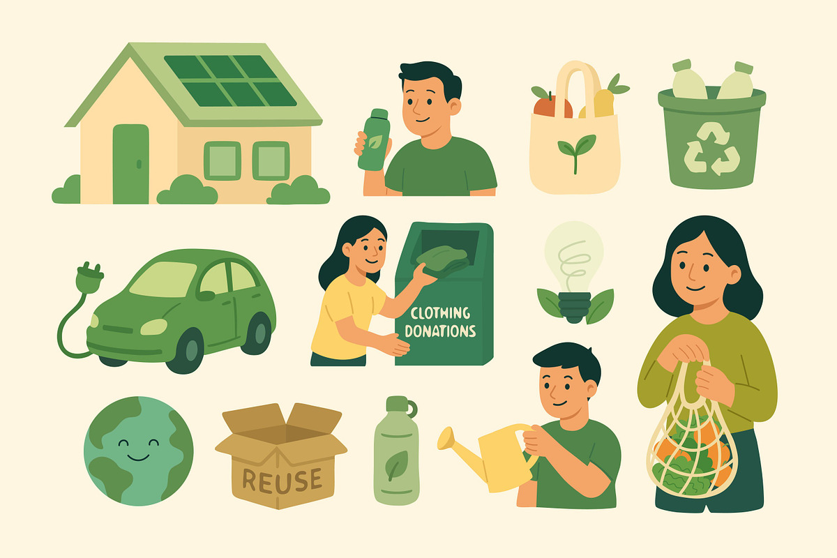 Eco Friendly Doodle Set, a Person Illustration by ananastya (Photo 3 of 7)