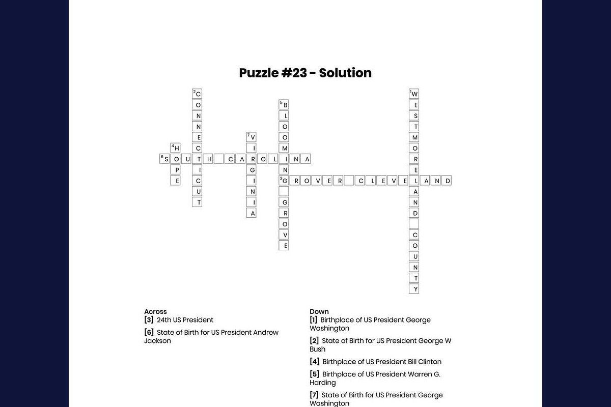 US President Facts Crosswords, an Education Illustration by Sourcedigi (Photo 4 of 4)