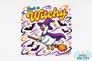 Just a Witchy Goose Halloween Stripe, a Seasonal Illustration by Daily.Designs