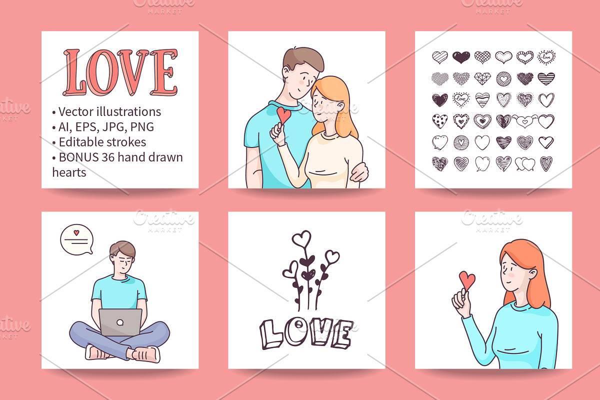 Valentines, Love Illustration, a Person Illustration by Nuburu (Photo 3 of 6)