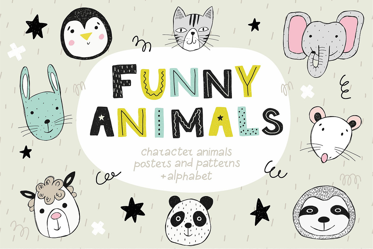 Funny Animals Set, an Animal Illustration by Bosotochka♥Art (Photo 1 of 10)