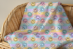 Happy Face & Daisy Seamless Pattern