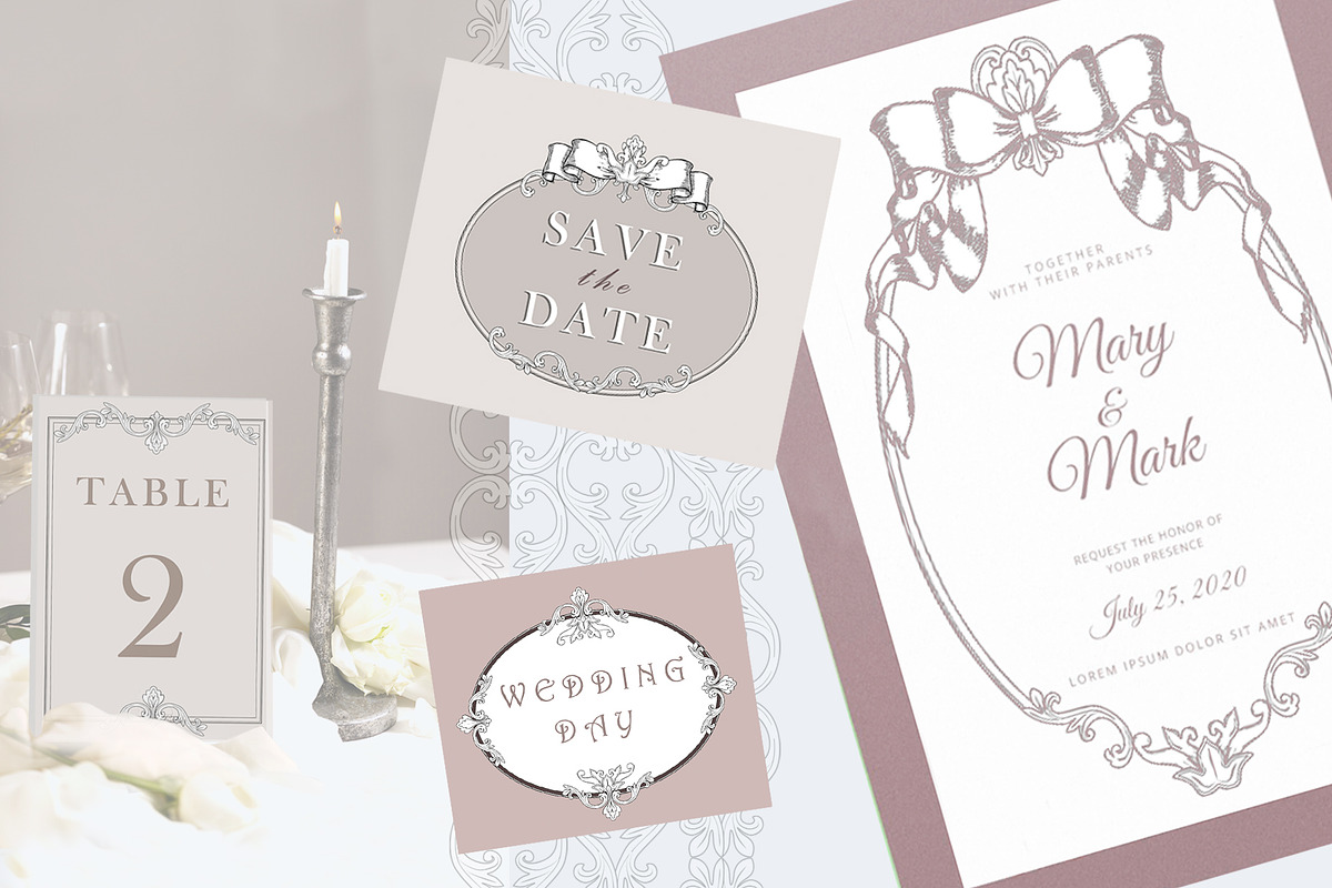 Vintage Vector Frames & Bows, a Decorative Illustration by EL_SUHOVA (Photo 8 of 11)