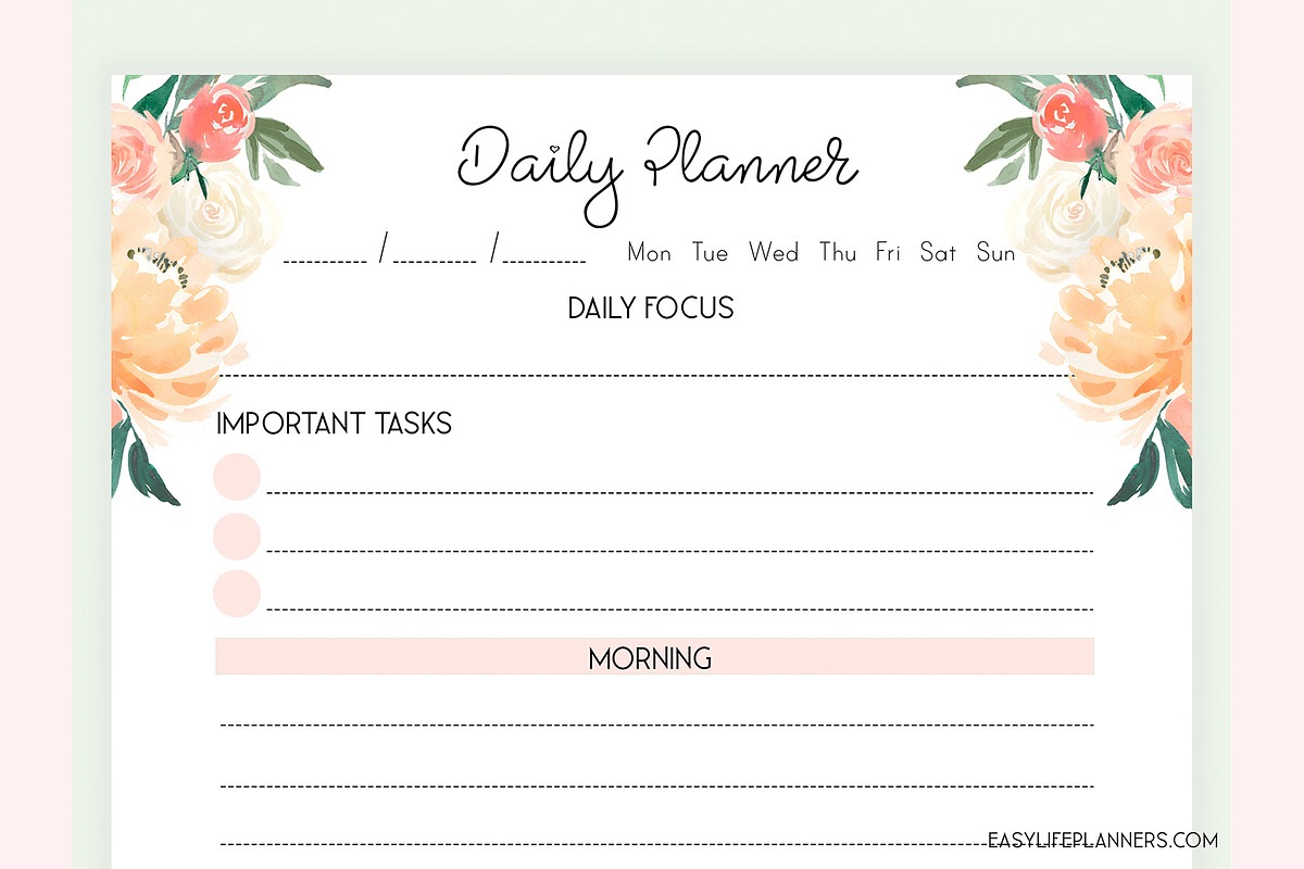 Daily Planner A5 Inserts, a Stationery Template by EasyLifePlanners (Photo 4 of 4)