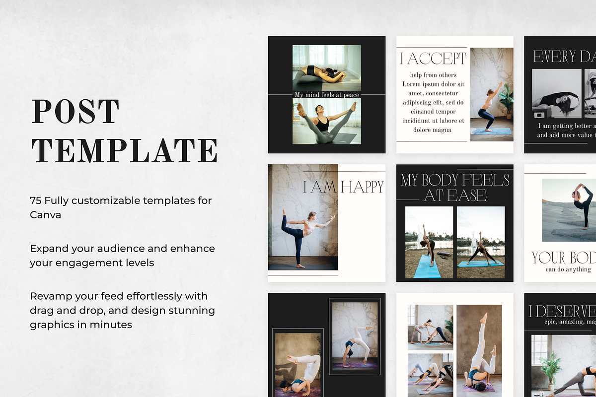 Yoga Instagram Post Templates, a Social Media Template by VeliusCreativeStudio (Photo 5 of 9)