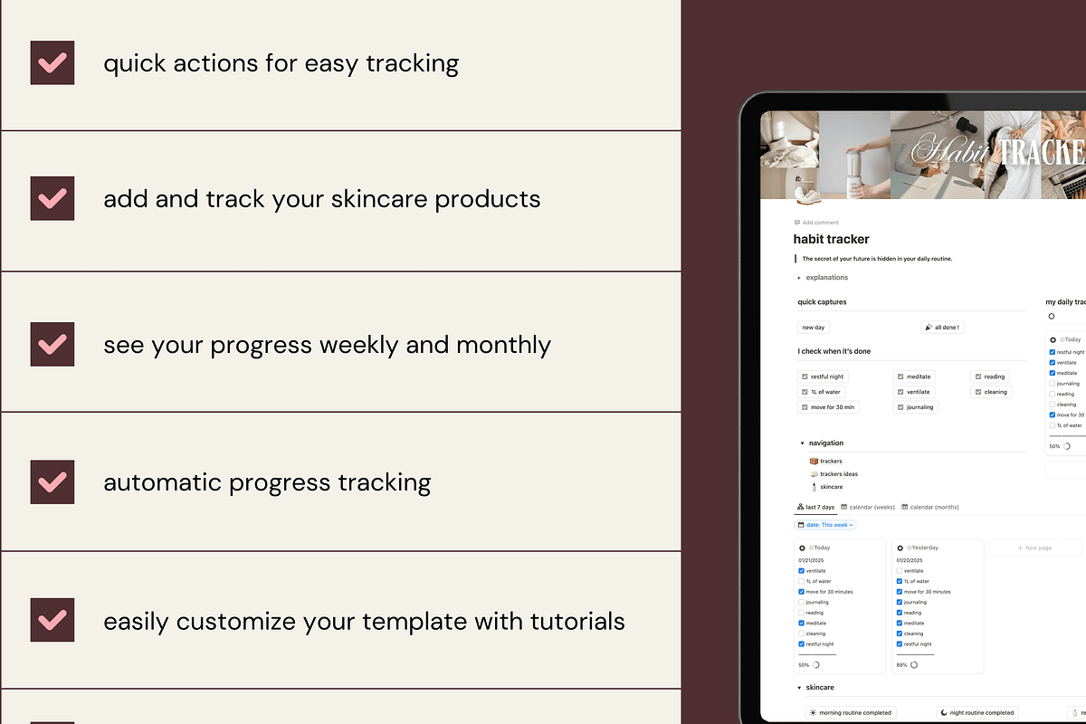 Habit tracker - Notion template, an App Template by Iasan Design (Photo 7 of 14)