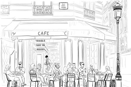 Paris Cafe Drawing Travel