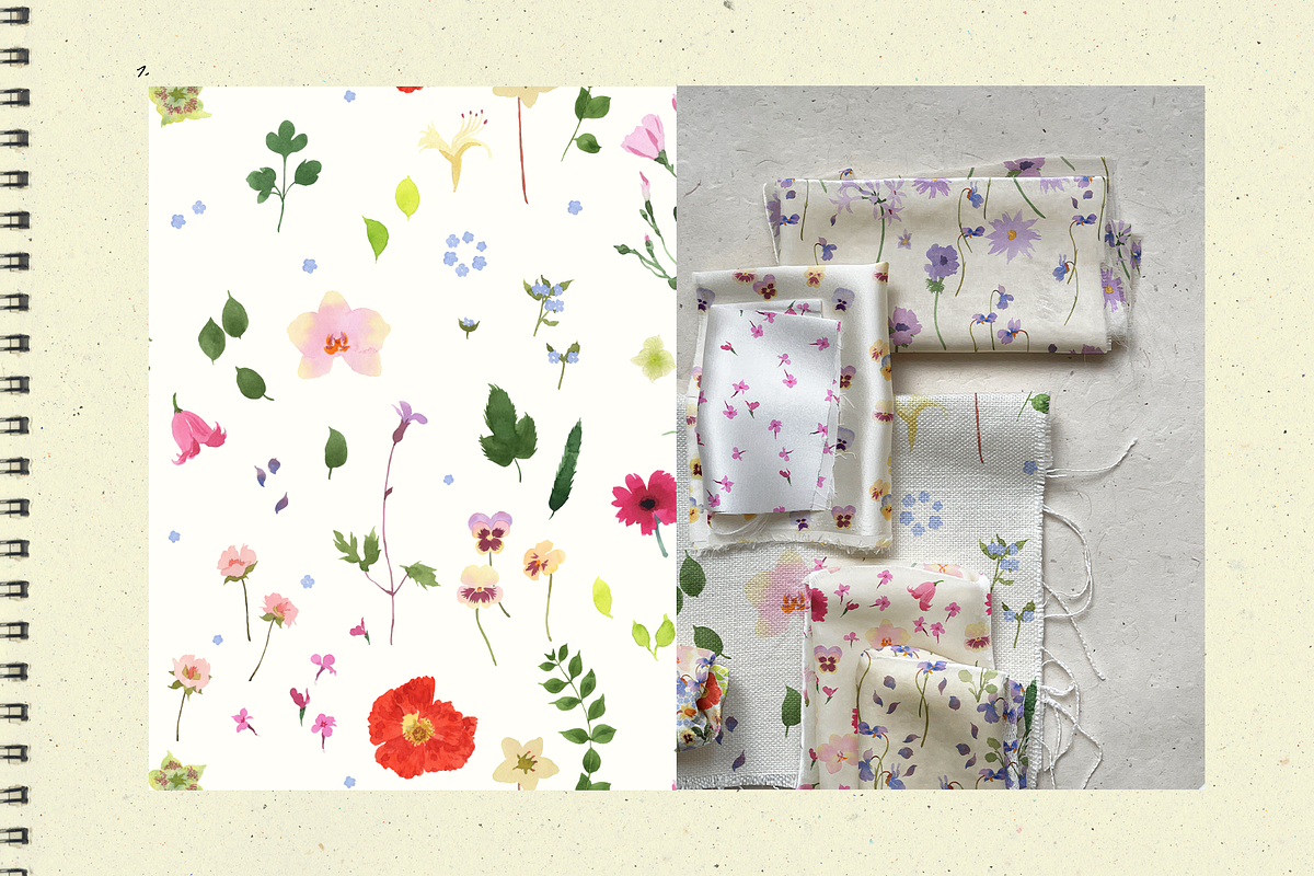 Watercolor flowers, a Pattern Graphic by NKTN (Photo 2 of 15)