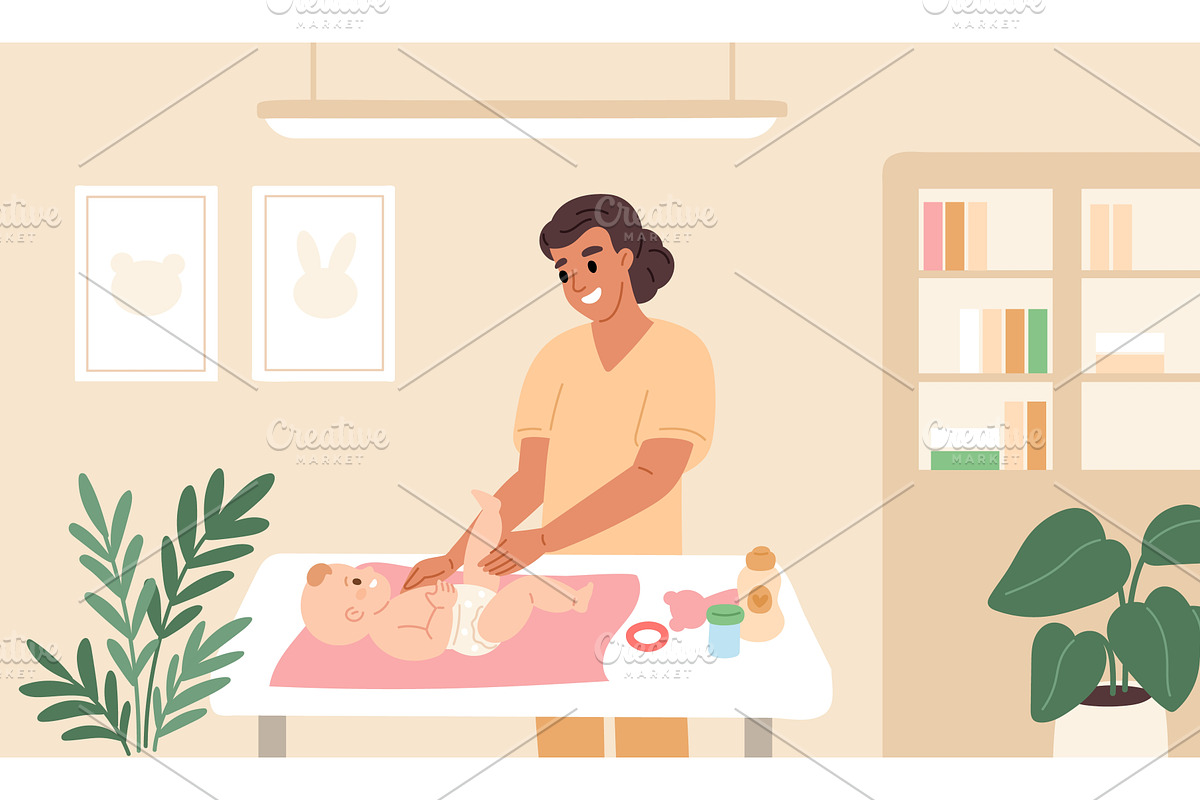 Child massage therapist at work, an Object Illustration by YummyBuum