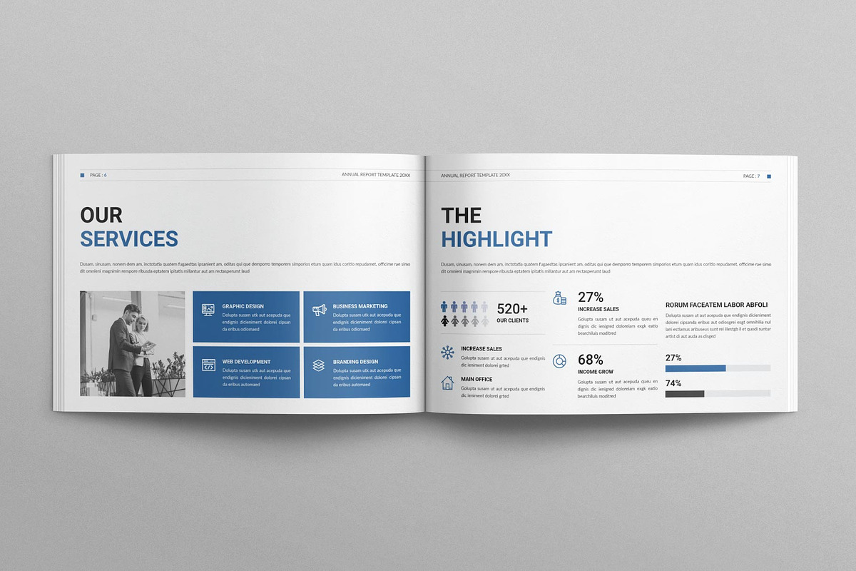 Annual Report Template Landscape, a Brochure Template by MassiveCreator (Photo 3 of 5)