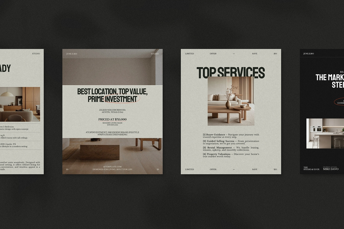 Modern Real Estate Instagram Kit, a Social Media Template by The Aesthetic Studio (Photo 7 of 10)
