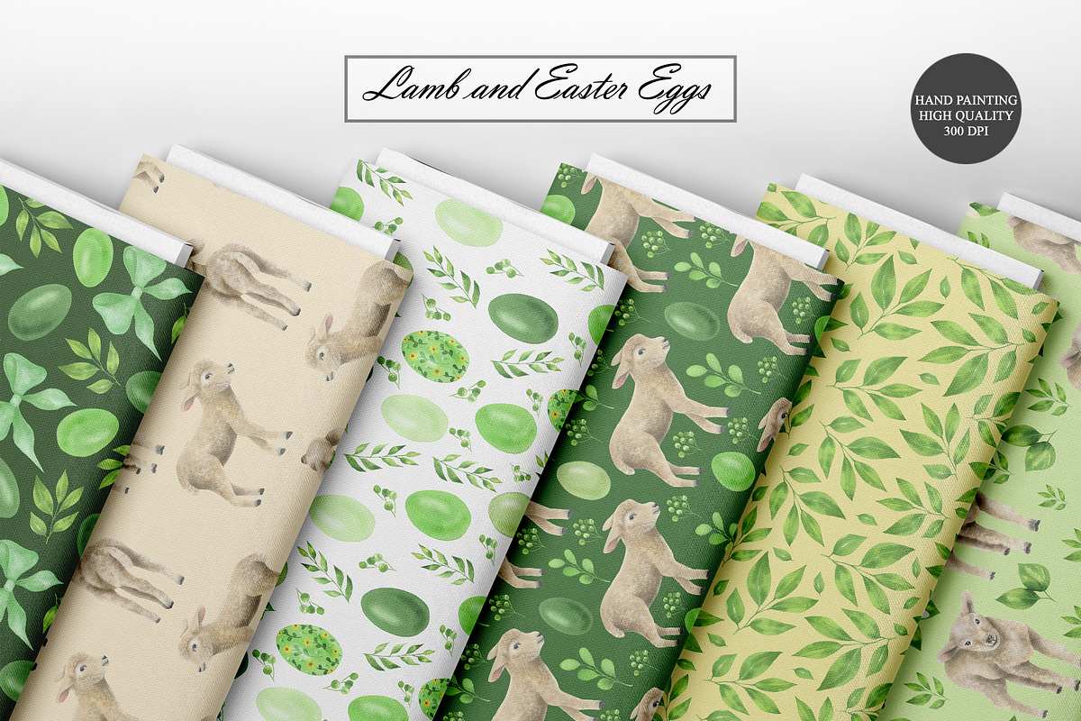 Watercolor Easter Seamless Patterns, an Illustration by OlDm_Shop (Photo 3 of 9)