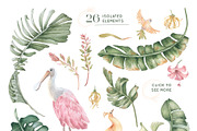 Tropical leaves and birds watercolor, an Illustration by Kate Lanbina (Thumbnail 2 of 19)