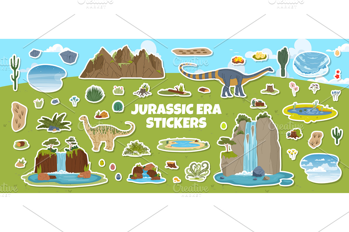 Prehistoric dinosaur stickers, an Animal Illustration by Buch&Bee