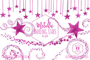 Metallic Pink Foil Star Graphics, an Illustration by ClipartBrat Graphics